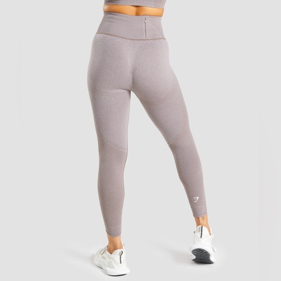 Gymshark Vital Rise Seamless Leggings - Taupe Marl Size M - Picture 1 of 11